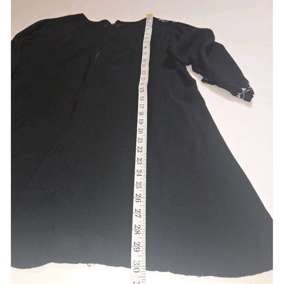 Pink Cattlelac Womens Black White Floral Embroidered 3/4 Sleeve Tunic Rayon We S - Picture 9 of 9